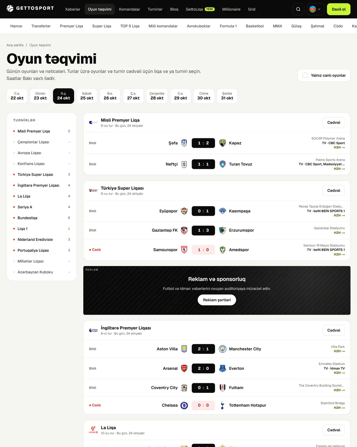 Oyun təqvimi