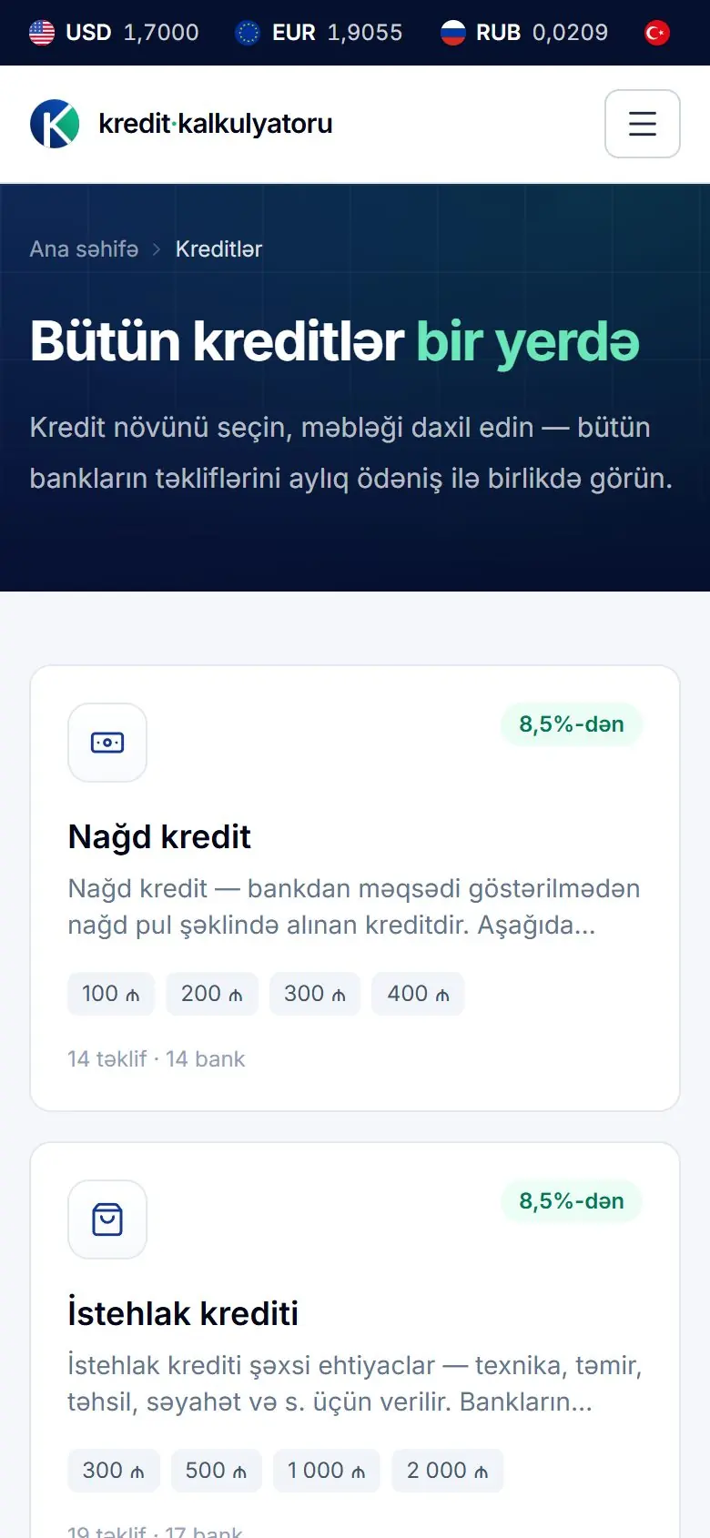Kredit növləri